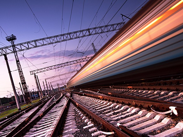 Speeding train at night